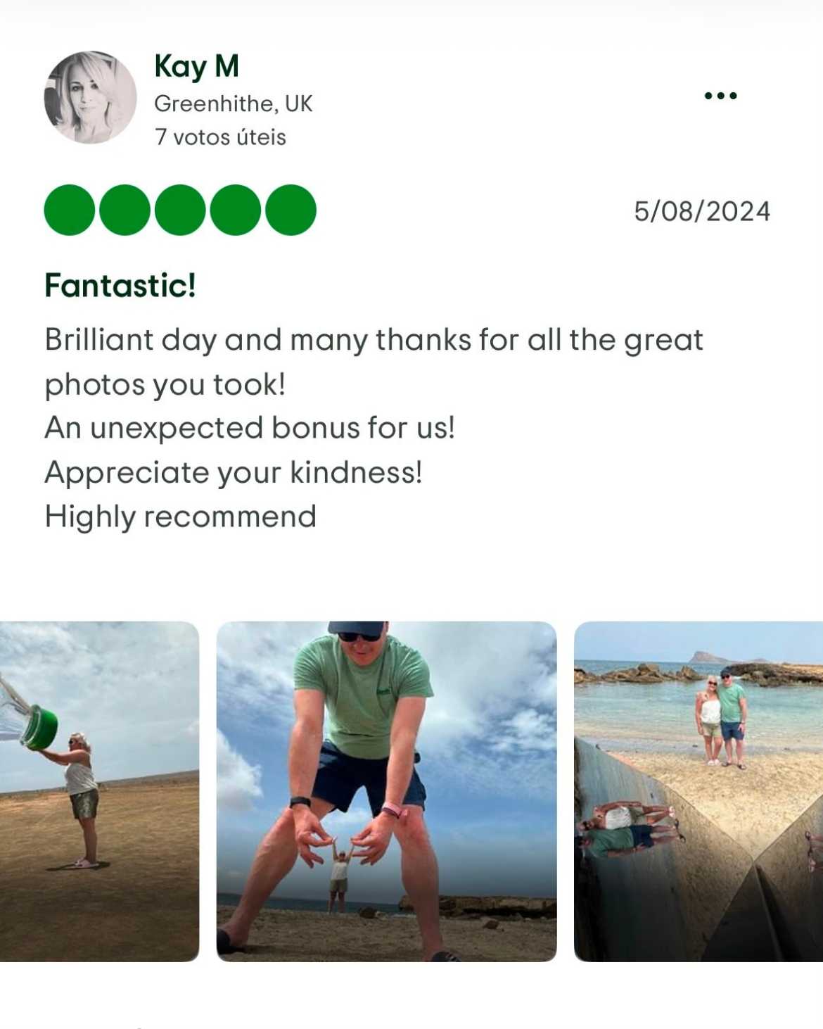 Couple taking creative perspective photos on a beach in Sal Island, Cape Verde